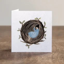 Cottontails Baby Cards*Asleep in a Nest Card