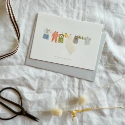 Cottontails Baby Cards*Baby clothes washing line card 'Congratulations'