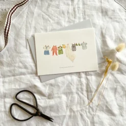 Cottontails Baby Cards*Baby clothes washing line card 'Congratulations'