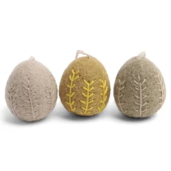 Cottontails Baby Handmade Felt*En Gry & Sif - three handmade felt embroidered eggs
