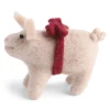 Cottontails Baby Handmade Felt*En Gry & Sif Pig with red loop