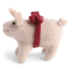Cottontails Baby Handmade Felt*En Gry & Sif Pig with red loop