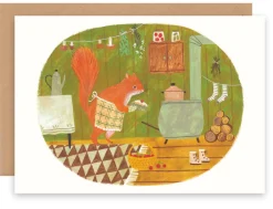 Cottontails Baby Cards|Little Kitchen*Greeting Card - Baking Squirrel