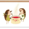 Cottontails Baby Cards|Little Kitchen*Greeting Card - Hedgehog Making Jam