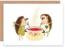 Cottontails Baby Cards|Little Kitchen*Greeting Card - Hedgehog Making Jam