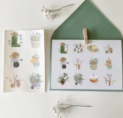 Cottontails Baby Stickers & Stationery|Cards*Handmade Card & Stickers - Spring Bunnies