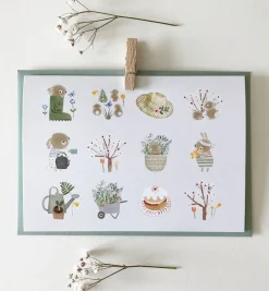Cottontails Baby Stickers & Stationery|Cards*Handmade Card & Stickers - Spring Bunnies