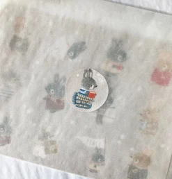 Cottontails Baby Stickers & Stationery|Bunny Cards & Stationery*Handmade Paper Stickers - Cosy Bunnies