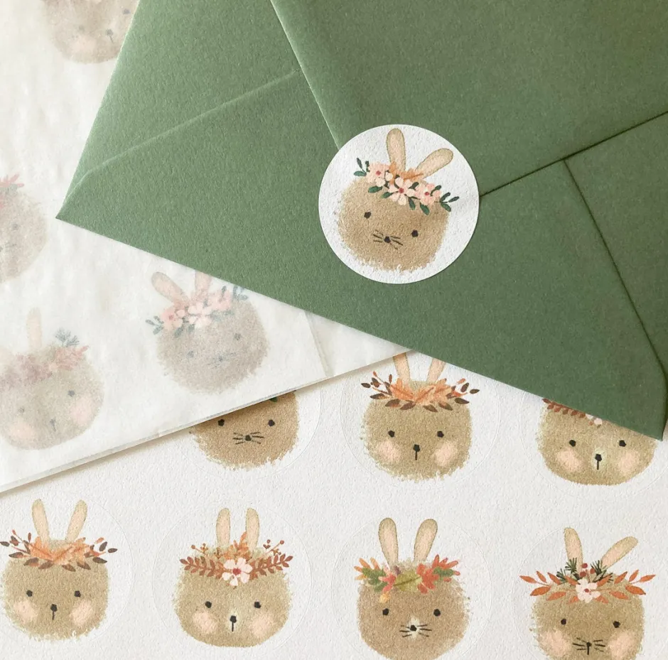 Cottontails Baby Stickers & Stationery|Craft & Stickers*Handmade Paper Stickers - Bunny Heads