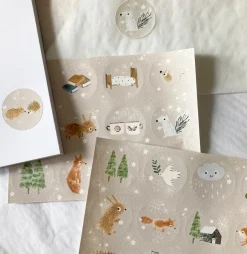 Cottontails Baby Stickers & Stationery|Craft & Stickers*Handmade Paper Stickers - Bunny Woodland