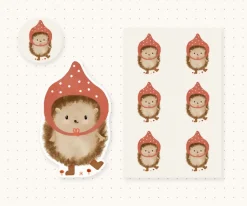 Cottontails Baby Stickers & Stationery|Craft & Stickers*Handmade Paper Stickers - Pixie Hedgehog
