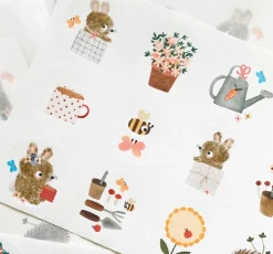 Cottontails Baby Stickers & Stationery|Bunny Cards & Stationery*Handmade Paper Stickers - Gardening Bunnies