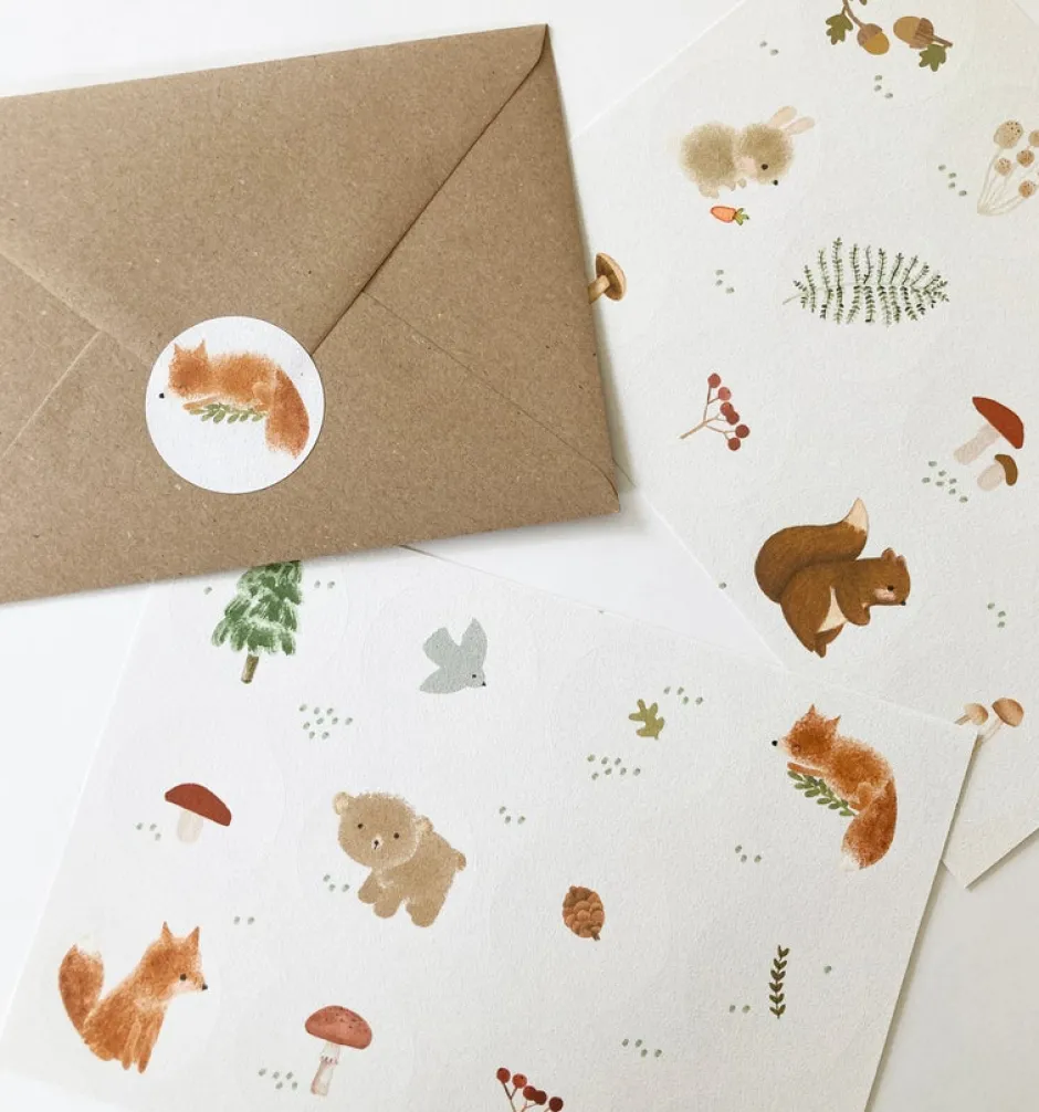 Cottontails Baby Stickers & Stationery|Craft & Stickers*Handmade Paper stickers - White Woodland