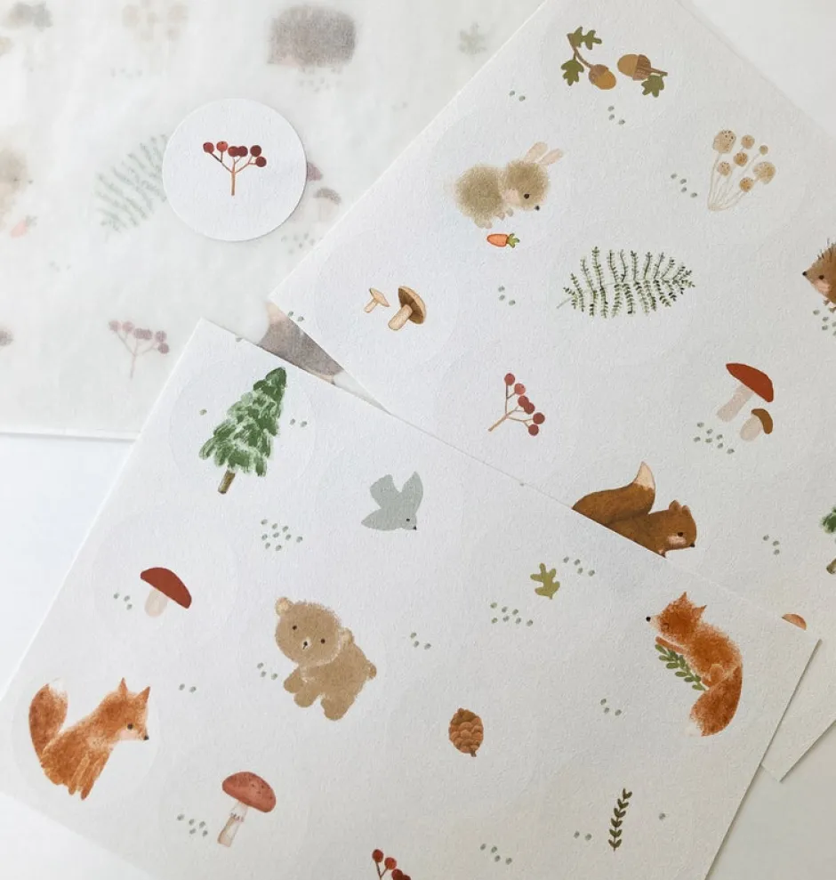 Cottontails Baby Stickers & Stationery|Craft & Stickers*Handmade Paper stickers - White Woodland