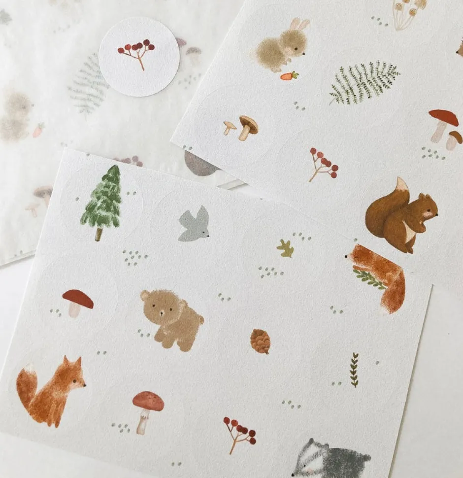 Cottontails Baby Stickers & Stationery|Craft & Stickers*Handmade Paper stickers - White Woodland