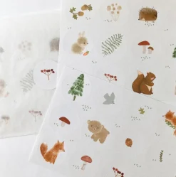 Cottontails Baby Stickers & Stationery|Craft & Stickers*Handmade Paper stickers - White Woodland