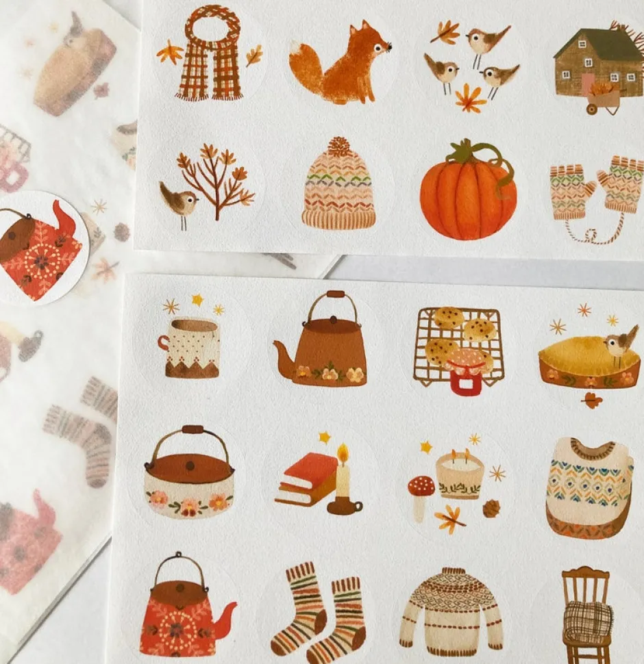 Cottontails Baby Stickers & Stationery|Craft & Stickers*Handmade Paper Stickers - Autumn