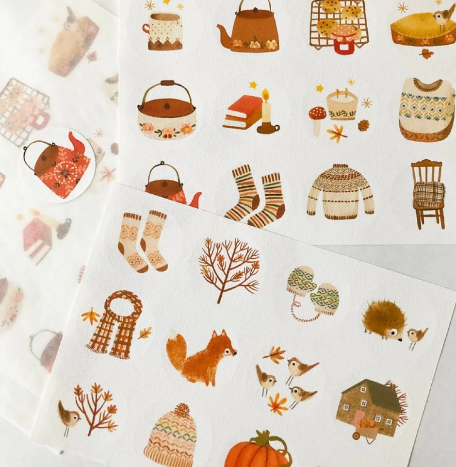 Cottontails Baby Stickers & Stationery|Craft & Stickers*Handmade Paper Stickers - Autumn