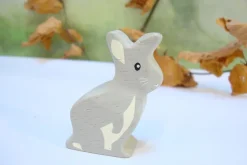 Cottontails Baby Wooden Bunnies|Wooden Toys*Little wooden woodland animal - grey rabbit
