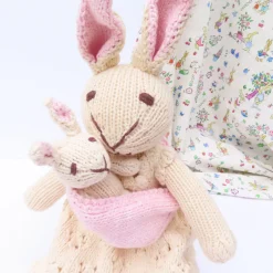 Cottontails Baby Soft Toy Bunnies*Mother Rabbit and Baby - hand knitted organic cotton