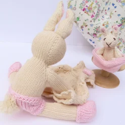 Cottontails Baby Soft Toy Bunnies*Mother Rabbit and Baby - hand knitted organic cotton