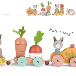 Cottontails Baby Wooden Bunnies|Wooden Toys*Moulin Roty Three Rabbits Pull-along Wooden Train