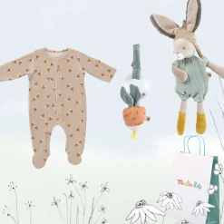 Cottontails Baby Bunnies For Babies|Handpicked Gift Sets*New Baby Gift-wrapped Set - sleep suit, rabbit & radish