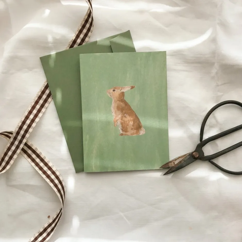 Cottontails Baby Cards|Bunny Cards & Stationery*Petite bunny card - green