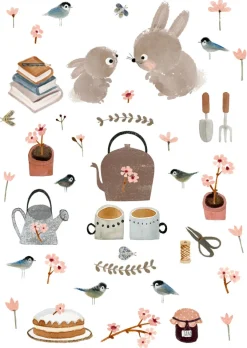 Cottontails Baby Cards|Bunny Cards & Stationery*Postcard & Envelope - Bunny Teatime