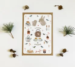 Cottontails Baby Cards|Bunny Cards & Stationery*Postcard & Envelope - Bunny Teatime