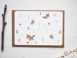 Cottontails Baby Cards|Bunny Cards & Stationery*Postcard & Envelope - Fox & Bunny Woodland