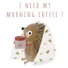 Cottontails Baby Cards*Postcard & Envelope - Hedgehog & Morning Coffee