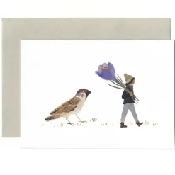 Cottontails Baby Cards*Sparrow and Crocus Card