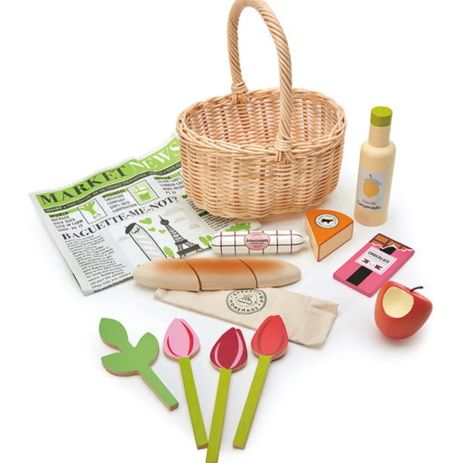 Cottontails Baby Little Kitchen|Wooden Toys*Wicker Shopping Basket