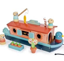 Cottontails Baby Wooden Toys*Wooden Canal Boat Otters